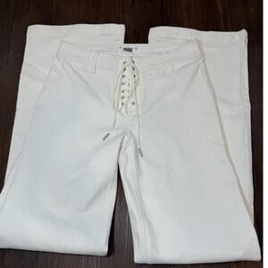 PAIGE Women's Jeans Size 29 High Rise Lace Up Straight Leg Denim White